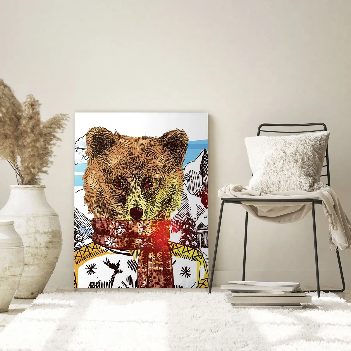 Quadro em vidro - Cabana de urso - 80x120 cm