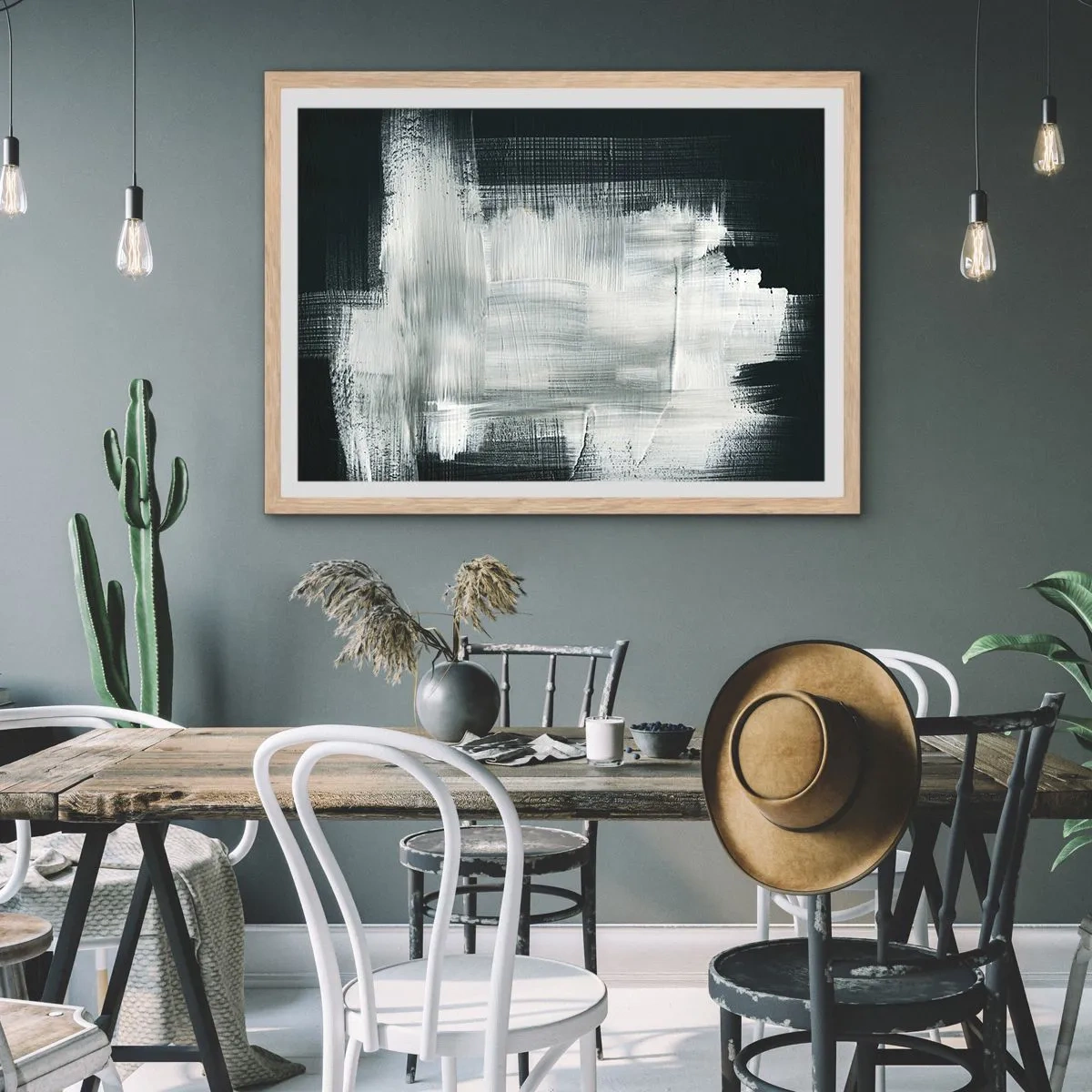 Pôster com moldura de carvalho claro - Entrelaçado na vertical e horizontal - 50x40 cm