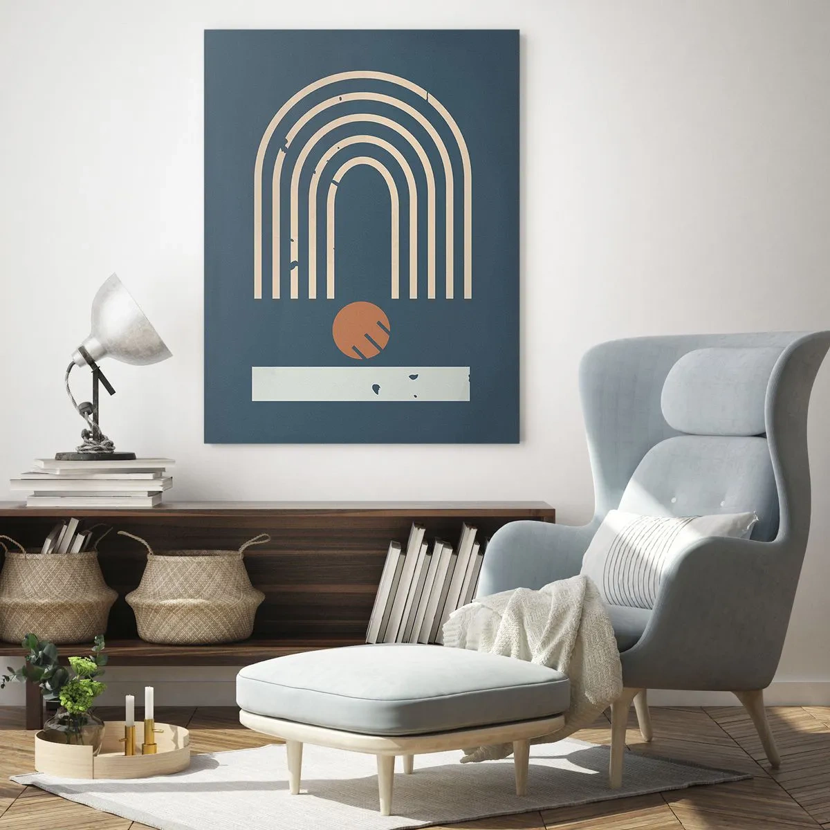 Quadro em vidro - Geometria em azul marinho - 80x120 cm