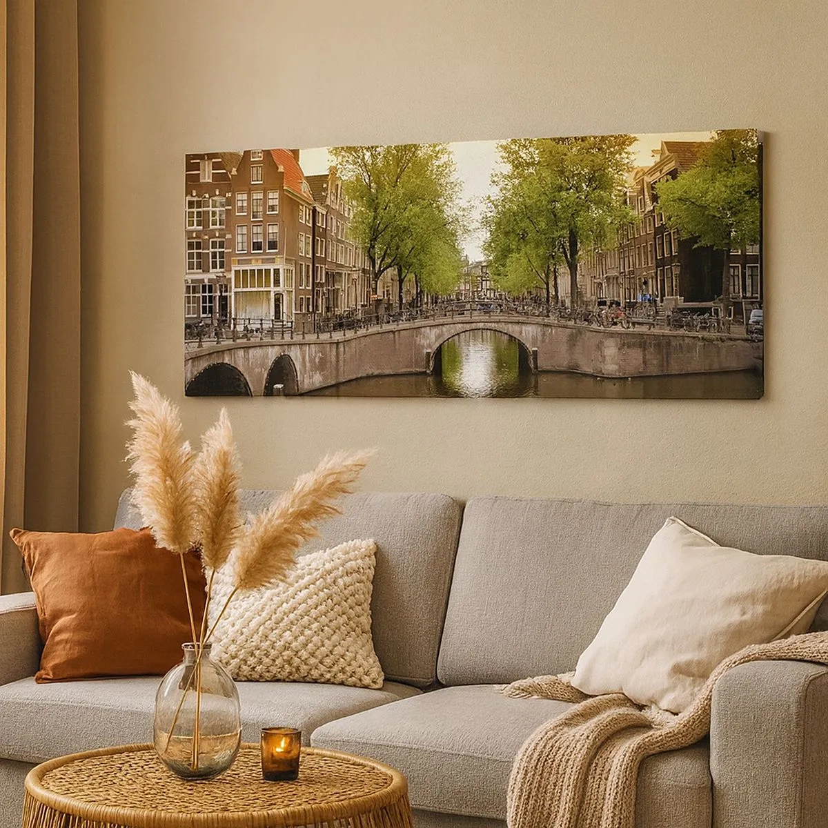 Quadro em tela - De barco ou bicicleta? - 100x40 cm