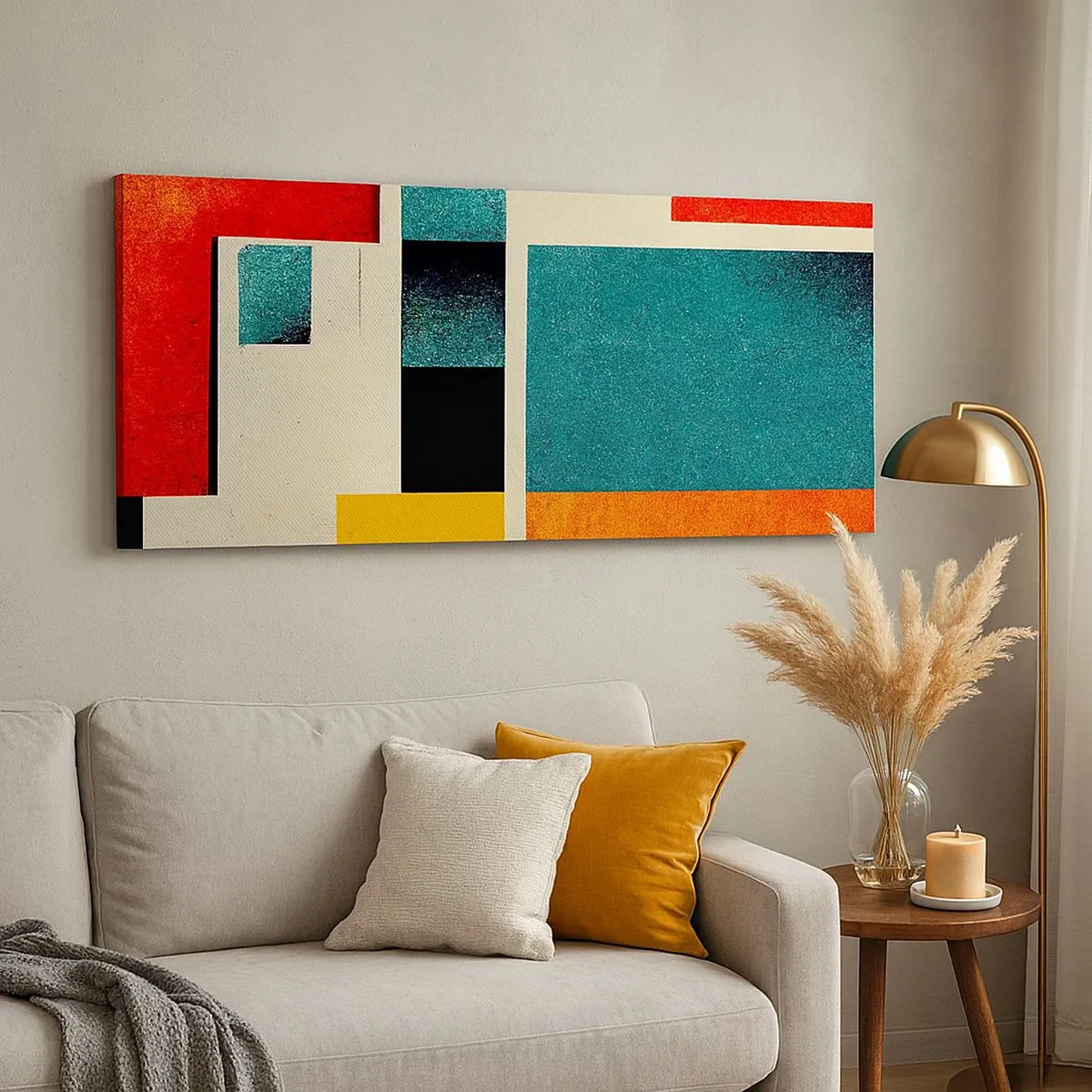 Quadro em tela - Abstração geométrica – boa energia - 100x40 cm