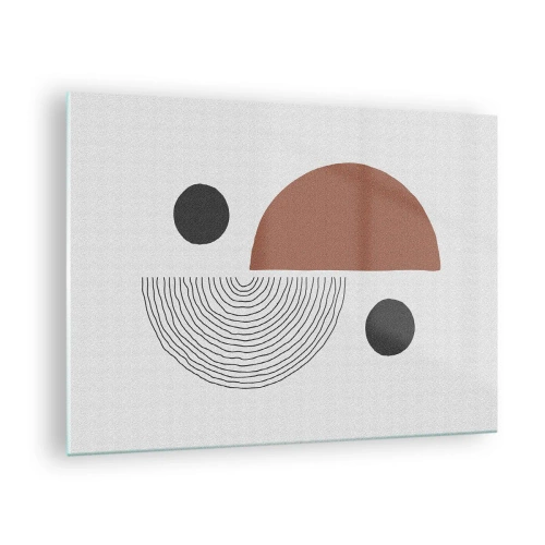 Quadro em vidro - Figuras geométricas sobre fundo claro em estilo abstrato - 70x50cm - Perfeição das rodas - Decoração de parede moderna para a sala de estar e quarto ARTTOR