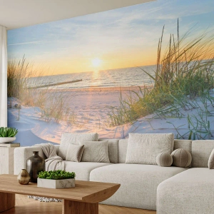 Papel de parede personalizado Premium Sand - O som do mar, o canto dos pássaros, a praia selvagem entre a relva... - Paisagem, Mar, Dunas