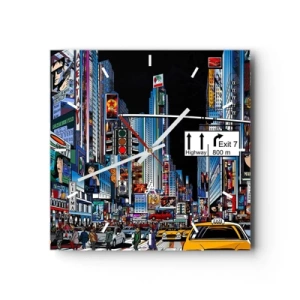 Relógio de parede - Relógio em vidro - Grande Noite em Cartoon - 30x30 cm