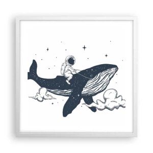 Pôster em moldura branca - Aventura espacial - 50x50 cm