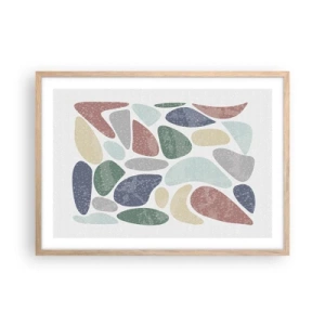 Pôster com moldura de carvalho claro - Um mosaico de cores em pó - 70x50 cm
