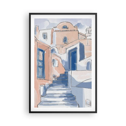 Pôster com moldura preta - Cidade exótica - 61x91 cm
