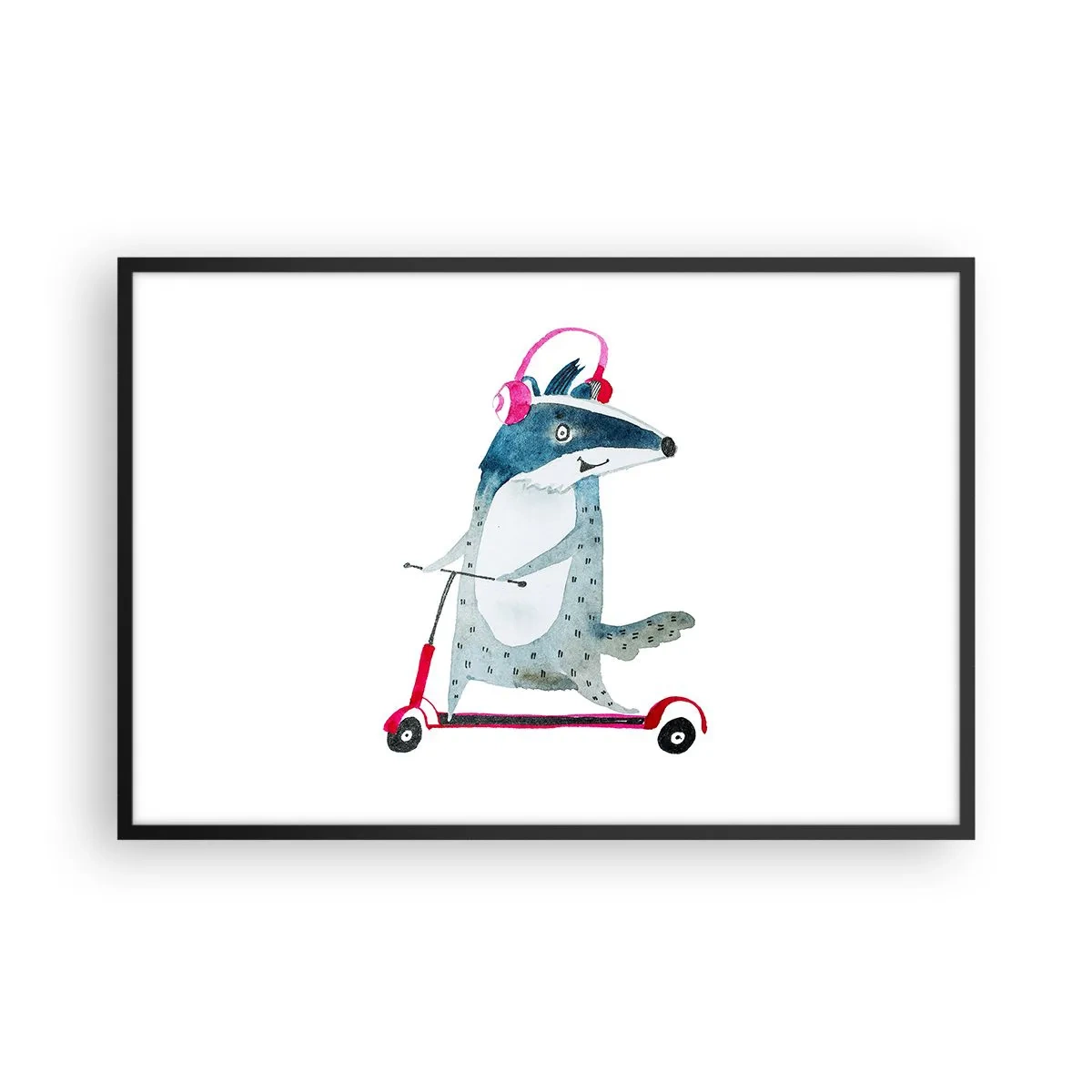 Pôster com moldura preta - A alegria do texugo - 91x61 cm