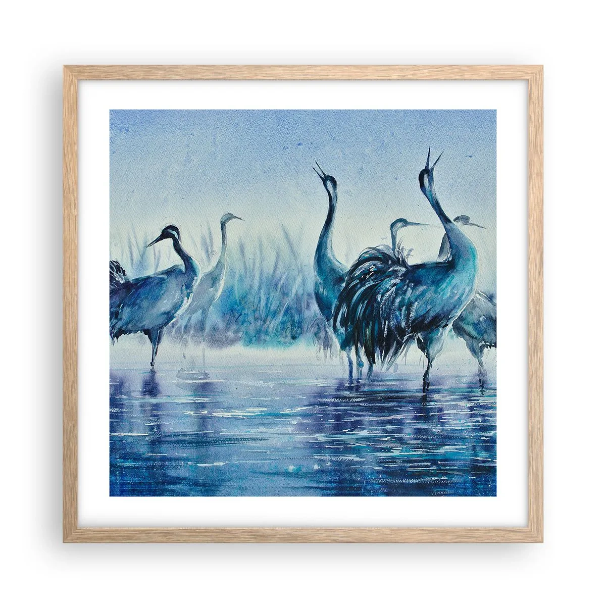 Pôster com moldura de carvalho claro - Reunião matinal - 50x50 cm