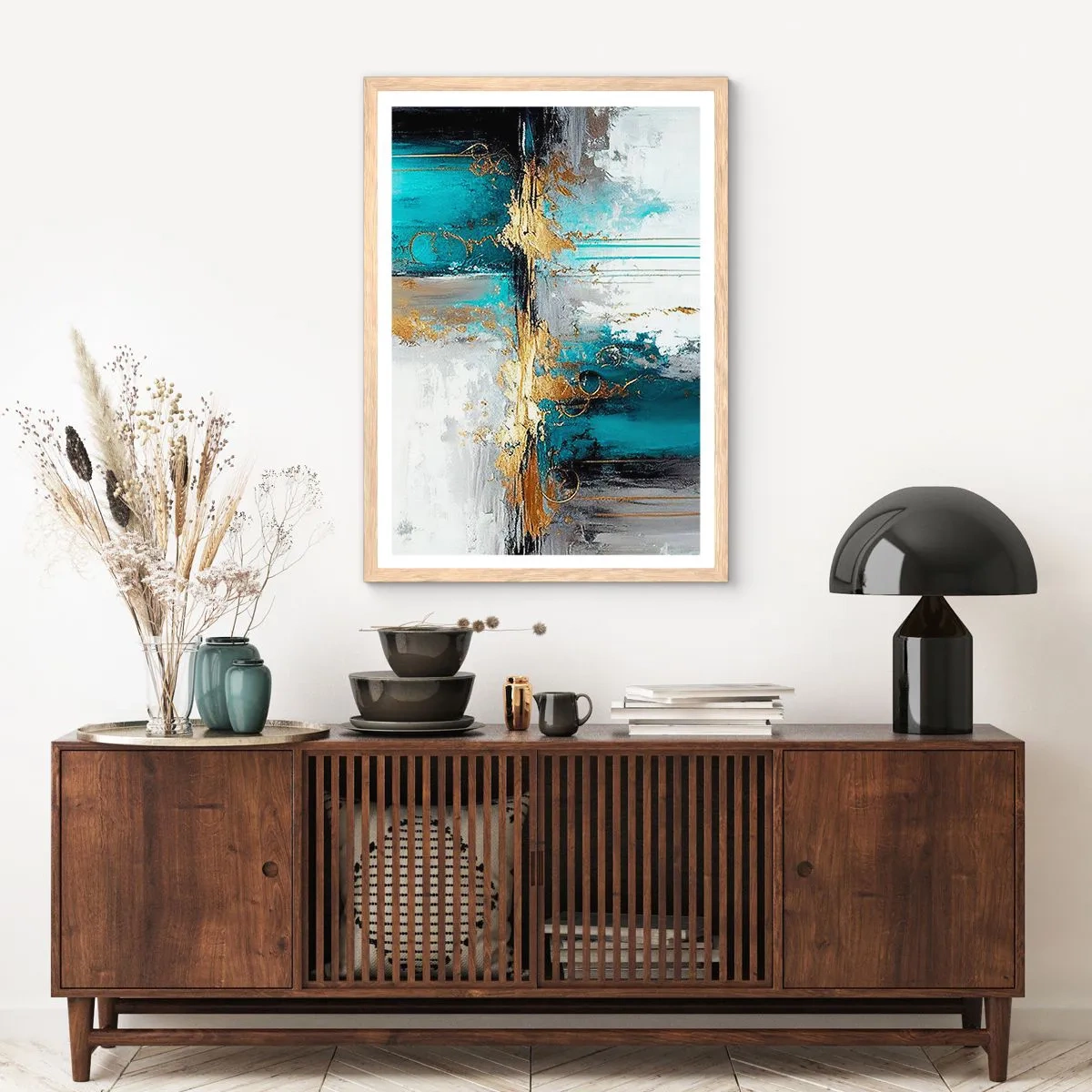 Pôster com moldura de carvalho claro - Tudo flui - 50x70 cm