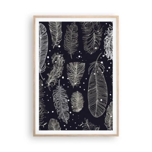 Pôster com moldura de carvalho claro - Rendas de penas - 70x100 cm