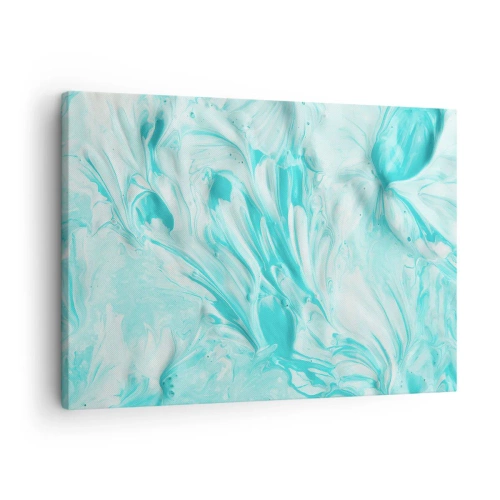 Quadro em tela - Um motivo abstrato em tons pastéis de azul e branco. - 70x50cm - Juntos para sempre - Decoração de parede moderna para a sala de estar e quarto ARTTOR
