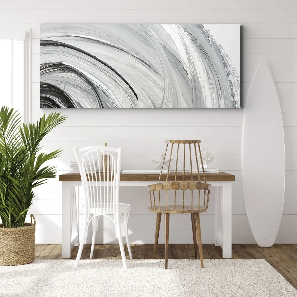 Quadro em tela - Composição orbital - 100x40 cm