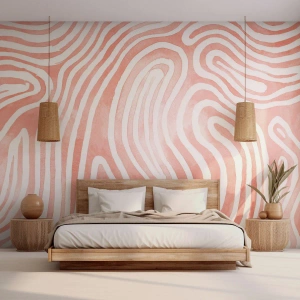 Papel de Parede Standard Eco - Linhas abstratas de coral criam um padrão orgânico - 100x70cm - No labirinto de corais - Decoração de parede moderna para a sala de estar e quarto ARTTOR
