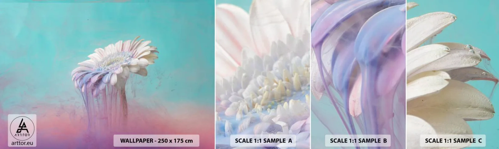 Amostra de papel de parede autocolante Deluxe Sticker - O submundo das flores - Abstração, Flor, Pedaço - 100x30 cm