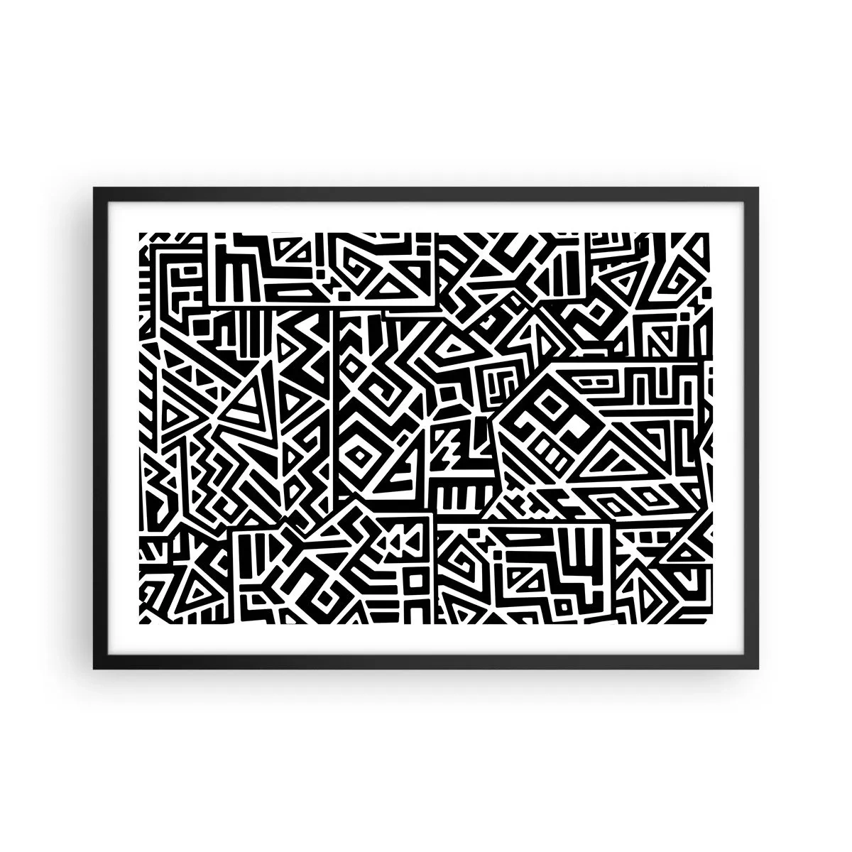 Pôster com moldura preta - Composição pré-colombiana - 70x50 cm