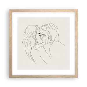 Pôster com moldura de carvalho claro - Emaranhados pelo sentimento - 40x40 cm
