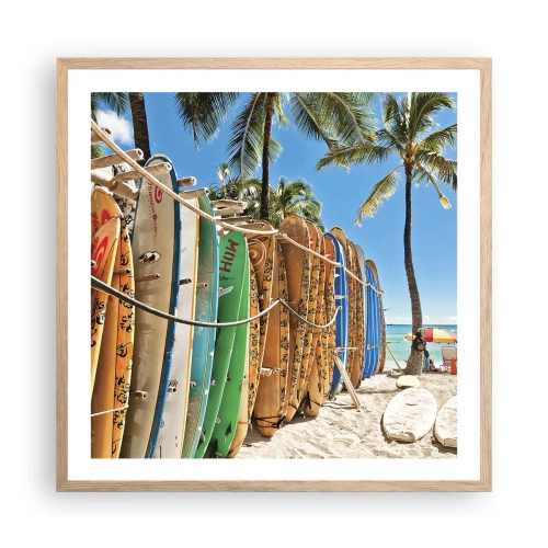 Pôster com moldura de carvalho claro - Diversão ensolarada - 60x60 cm