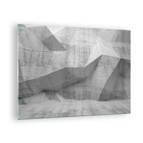 Quadro em vidro - Estrutura geométrica de concreto em tons de cinza - 70x50cm - Um verdadeiro desafio - Decoração de parede moderna para a sala de estar e quarto ARTTOR