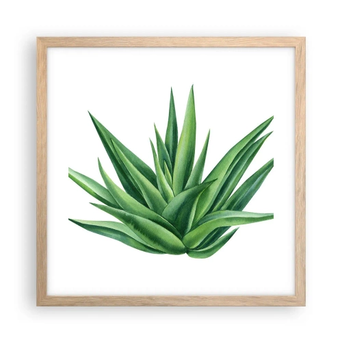 Pôster com moldura de carvalho claro - Verde – força – vida - 40x40 cm