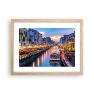 Pôster com moldura de carvalho claro - Uma noite de luz e diversão - 40x30 cm