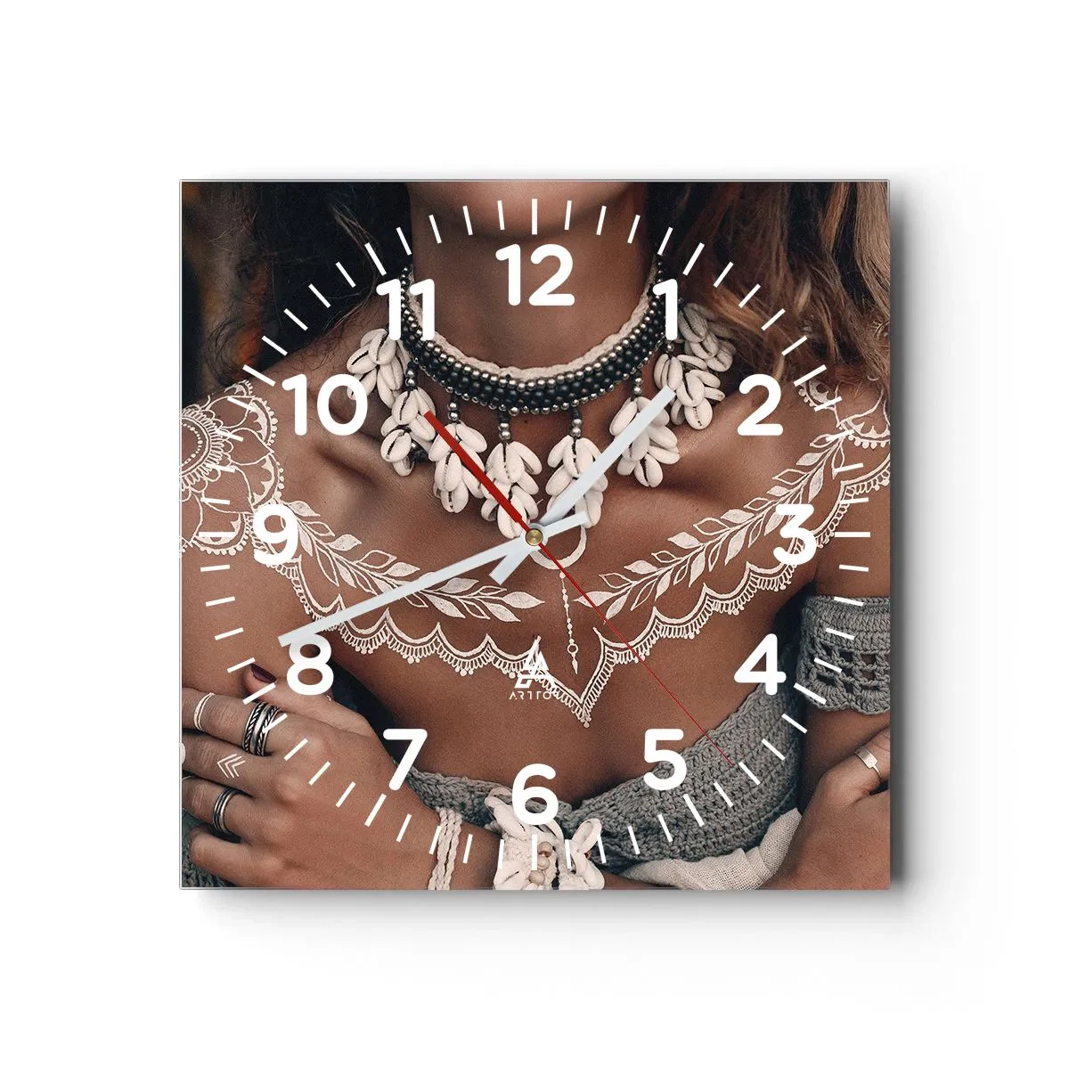 Relógio de parede - Relógio em vidro - Talismãs, rituais de feminilidade - 30x30 cm