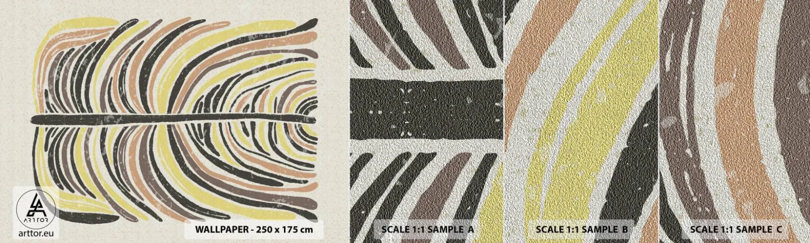 Amostra de papel de parede Premium Sand - Abstração cheia de vida - Boho, Minimalismo, Pastel - 100x30 cm