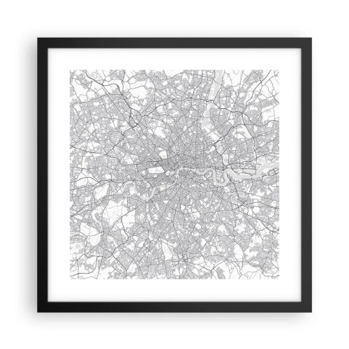 Pôster com moldura preta - Mapa do labirinto de Londres - 40x40 cm