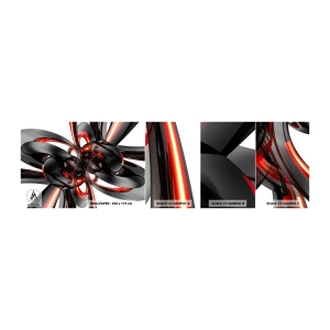 Amostra de Papel de Parede Standard Eco - Movimento em grafite e vermelho - Abstração, 3D, Pedaço - 100x30 cm