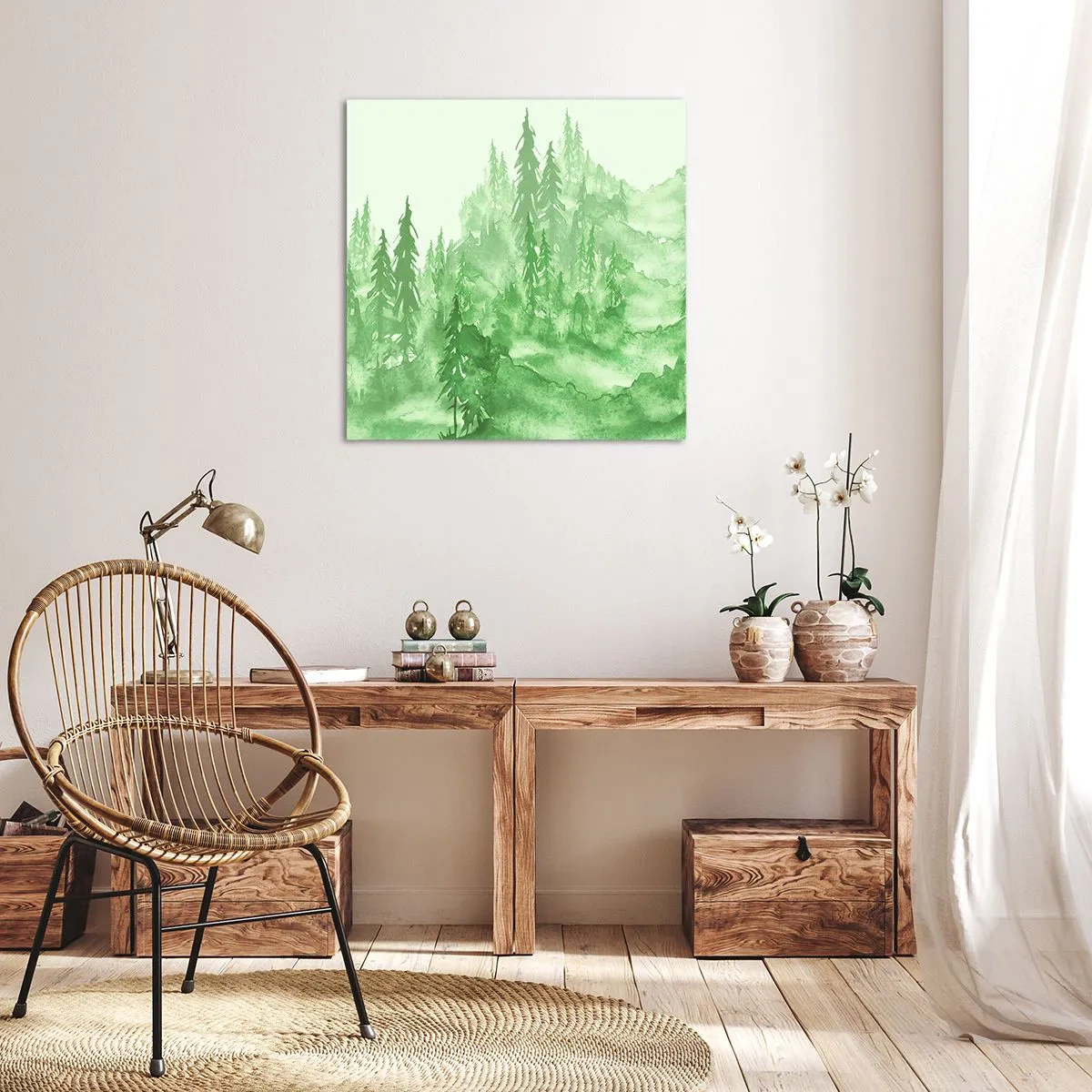 Quadro em tela - Desfocado pela névoa verde  - 70x70 cm