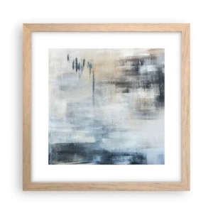 Pôster com moldura de carvalho claro - Atrás da cortina azul - 30x30 cm
