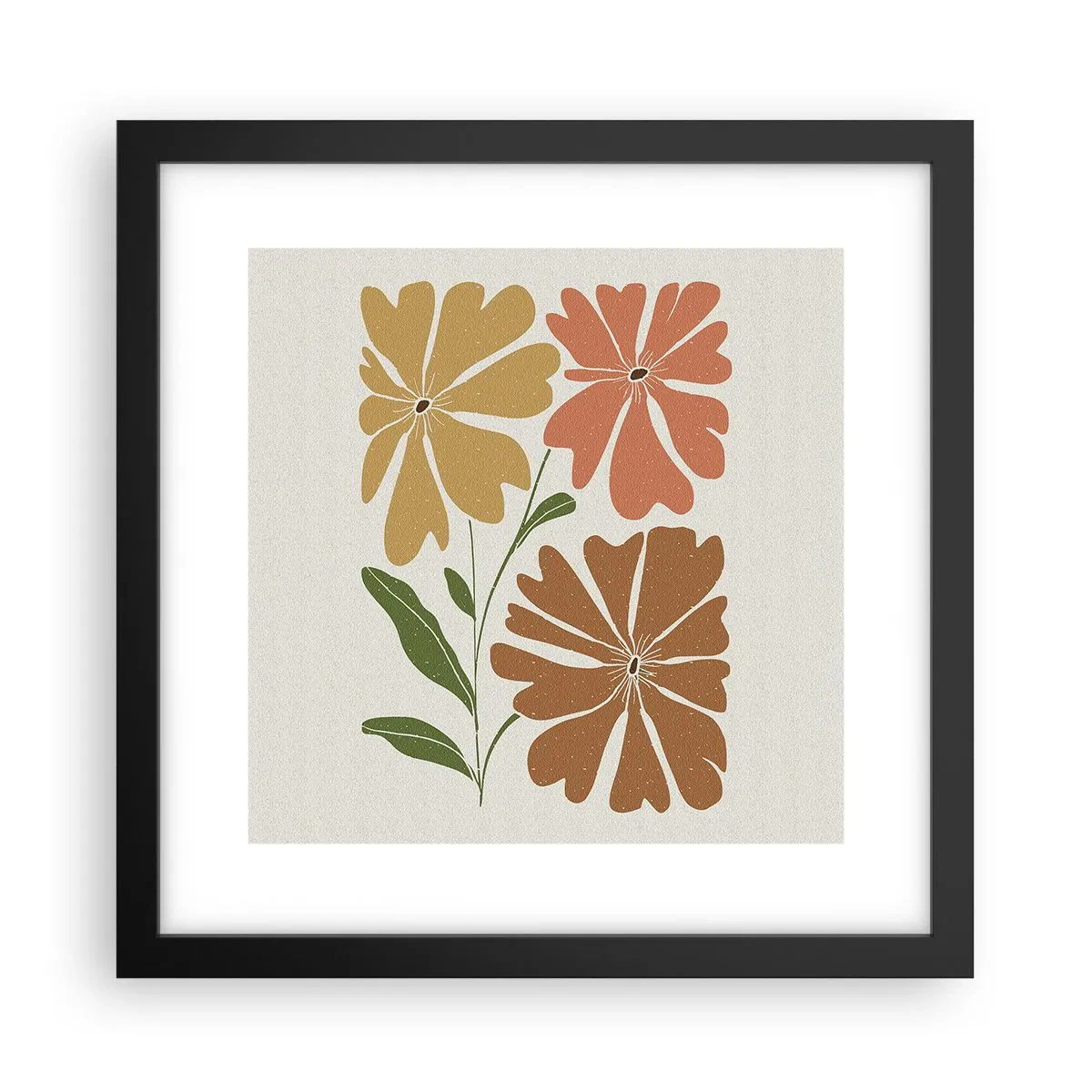 Pôster com moldura preta - Natureza e geometria - 30x30 cm