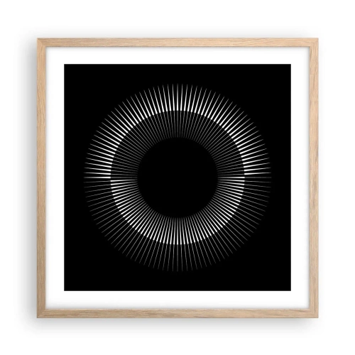Pôster com moldura de carvalho claro - Sol preto - 50x50 cm