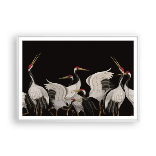Pôster em moldura branca - Assuntos de aves - 100x70 cm
