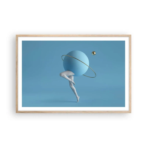 Pôster com moldura de carvalho claro - Planetas a enlouquecer - 91x61 cm