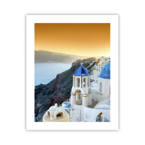 Pôster - Santorini - abraçada às rochas - 40x50 cm