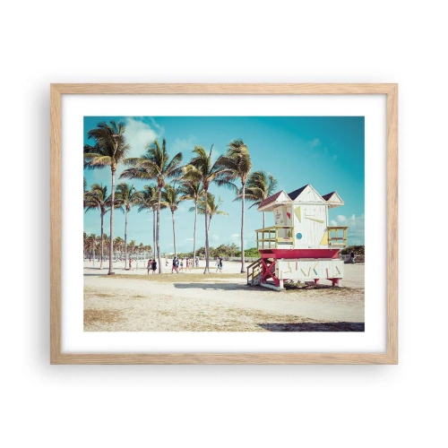 Pôster com moldura de carvalho claro - Um belo dia pela frente - 50x40 cm