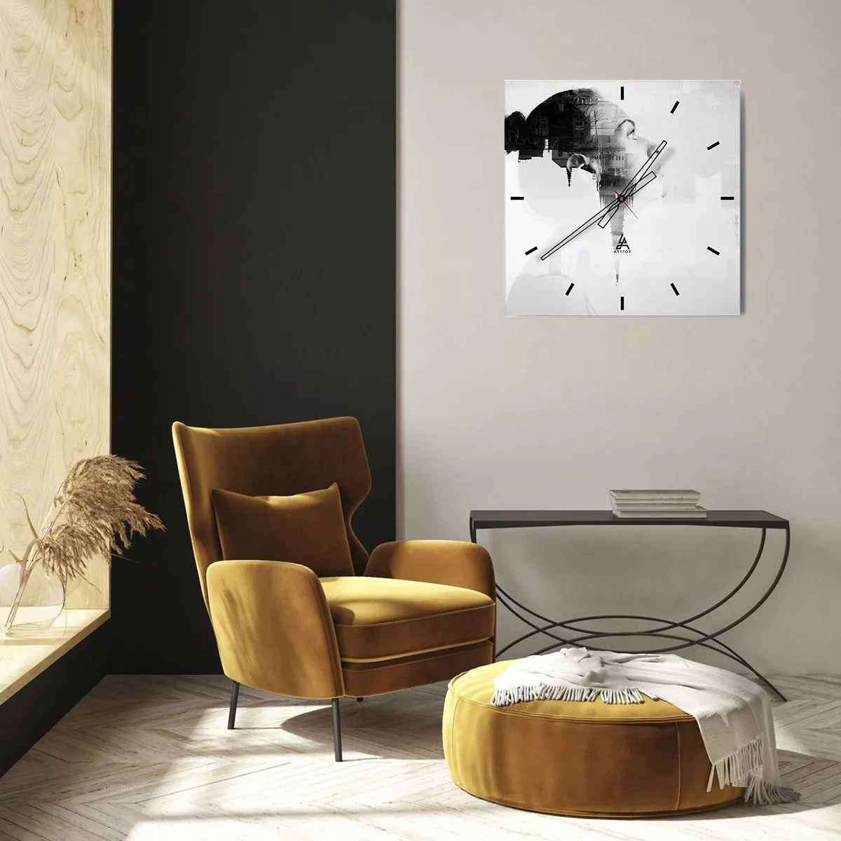 Relógio de parede - Relógio em vidro - Em ambos os lados do vidro - 40x40 cm