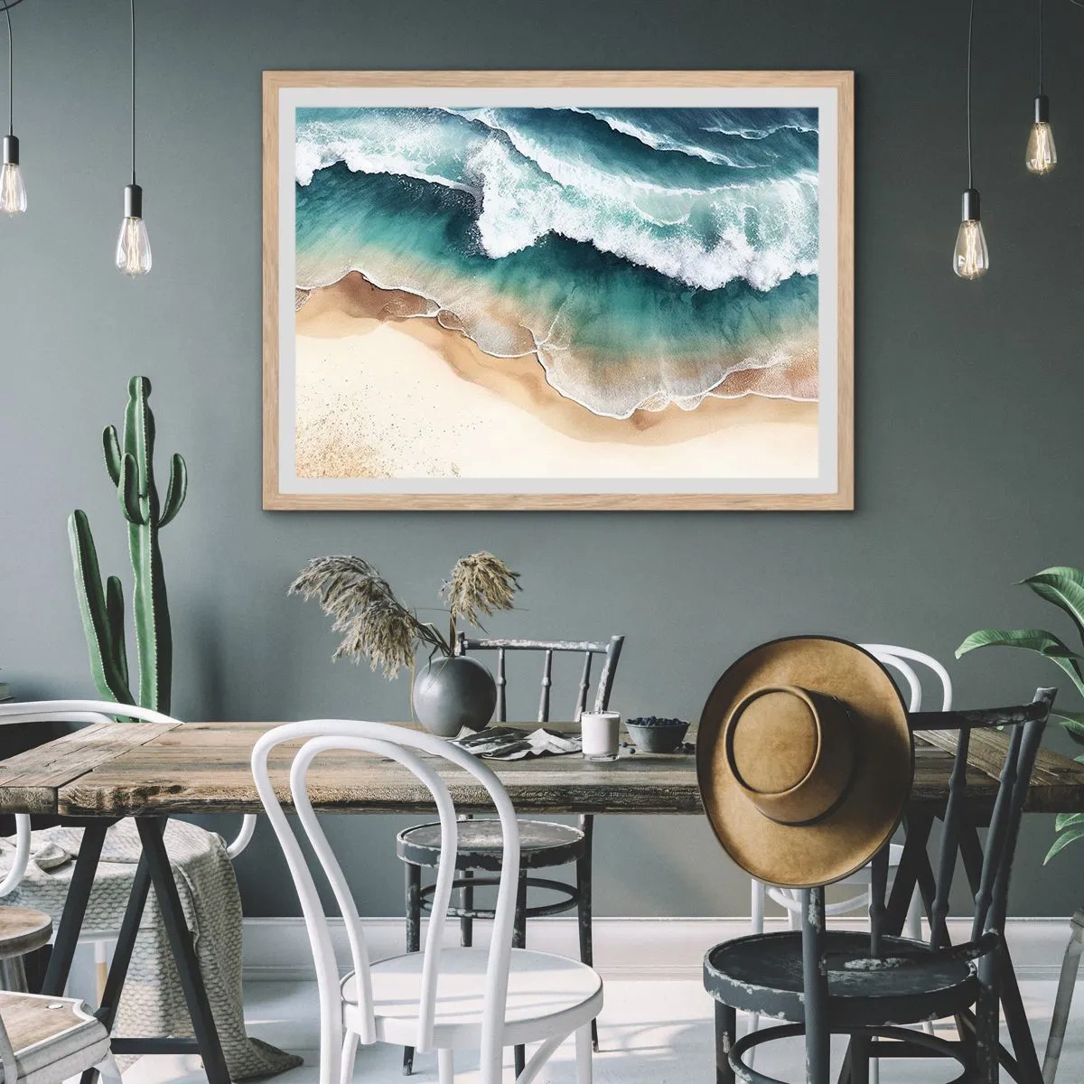 Pôster com moldura de carvalho claro - O eterno encontro - 100x70 cm