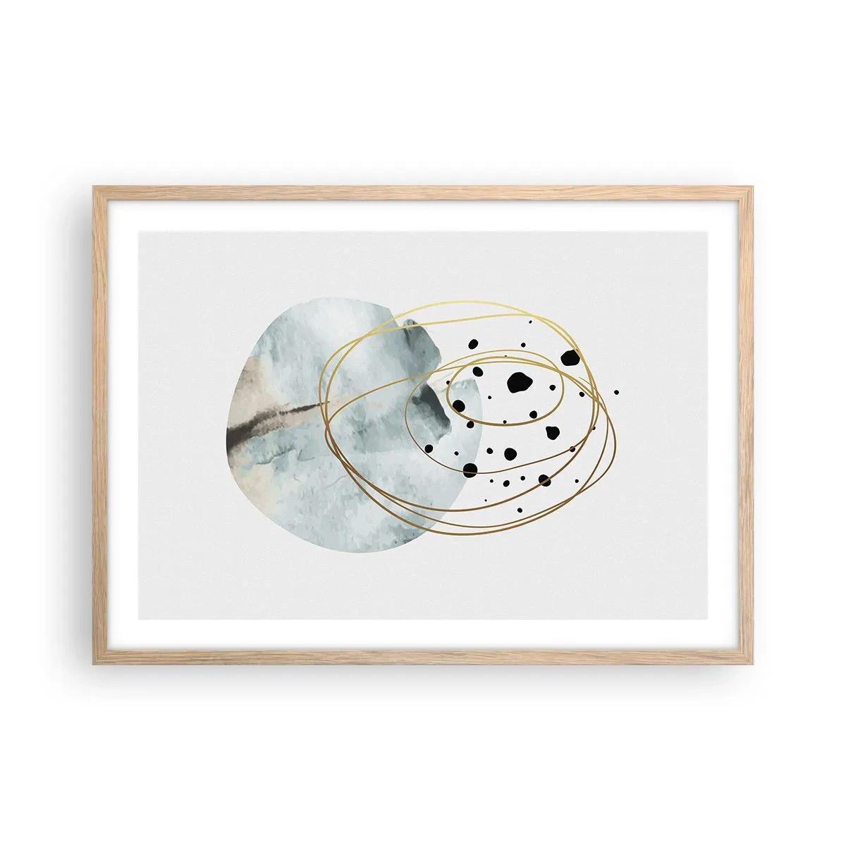 Pôster com moldura de carvalho claro - No abraço ao espaço - 70x50 cm