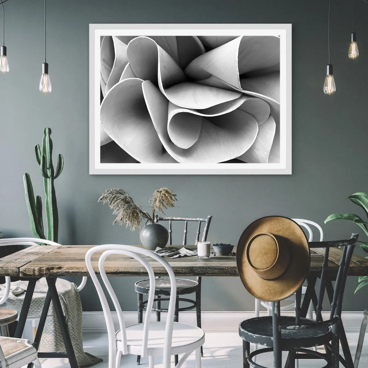 Pôster em moldura branca - Acontece no espaço - 70x50 cm