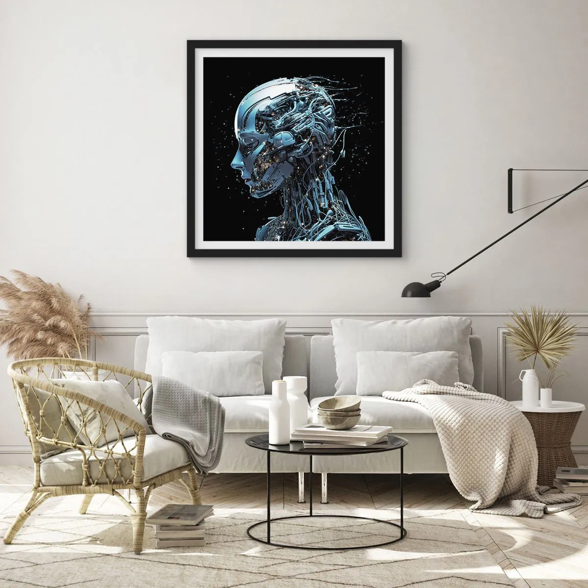 Pôster com moldura preta - A tecnologia é uma mulher - 40x40 cm