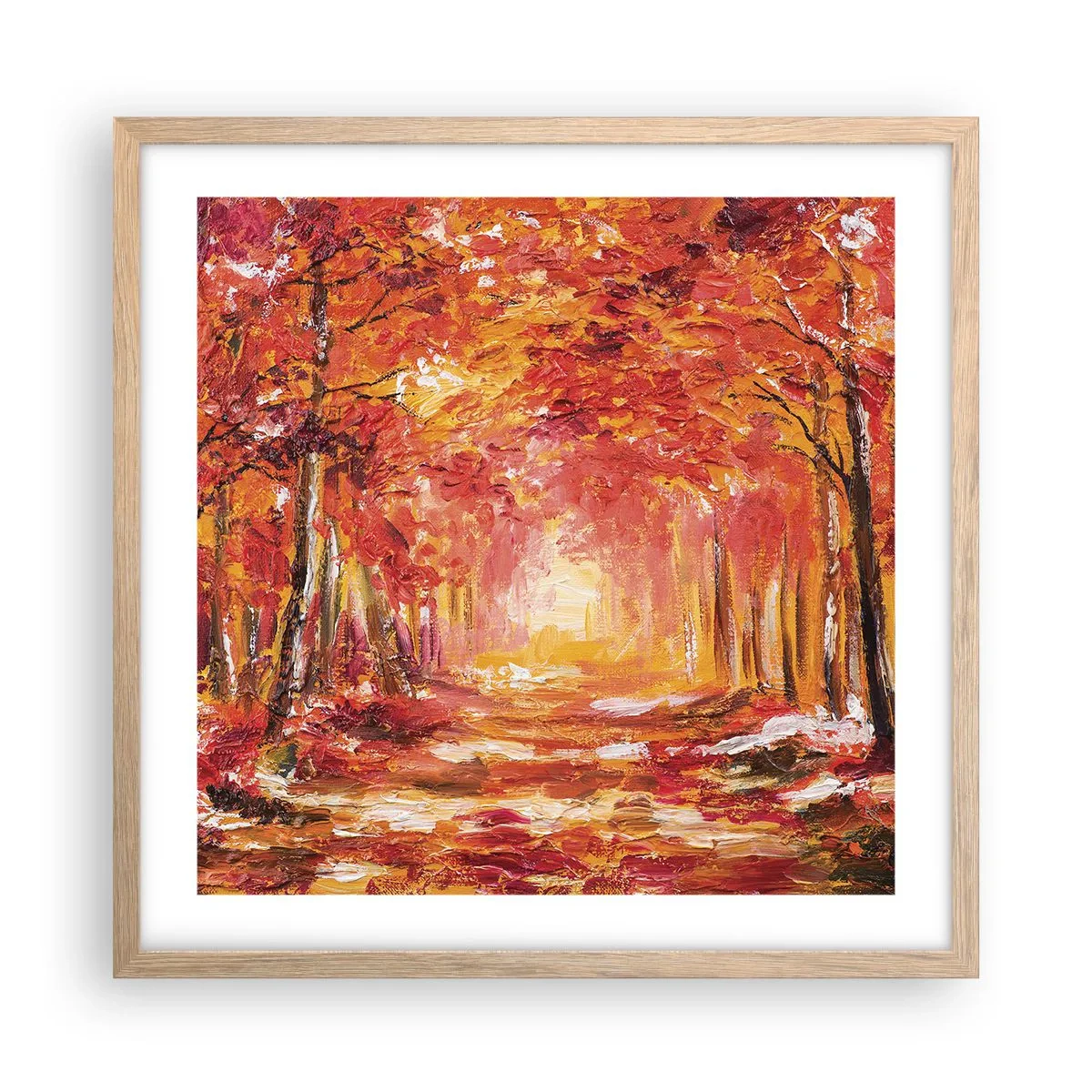 Pôster com moldura de carvalho claro - Floresta de cobre - 50x50 cm