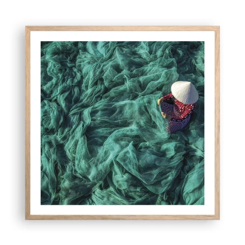 Pôster com moldura de carvalho claro - Num mar de redes - 60x60 cm