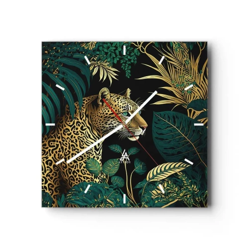 Relógio de parede - Relógio em vidro - Um anfitrião na selva - 40x40 cm