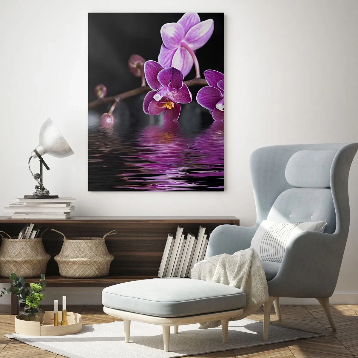 Quadro em vidro - Reflexo lilás da beleza - 50x70 cm