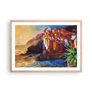 Pôster com moldura de carvalho claro - Vibrações italianas - 70x50 cm