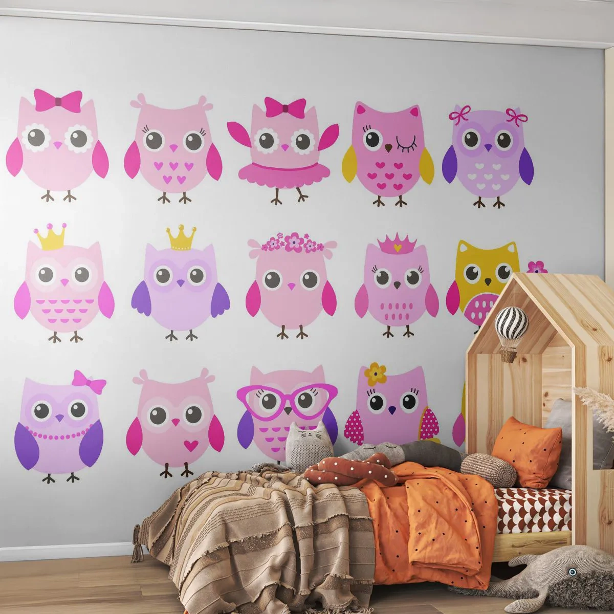 Papel de Parede Premium Sand - Um mais doce que o outro - Pássaros, Coruja, Para crianças - 100x70 cm