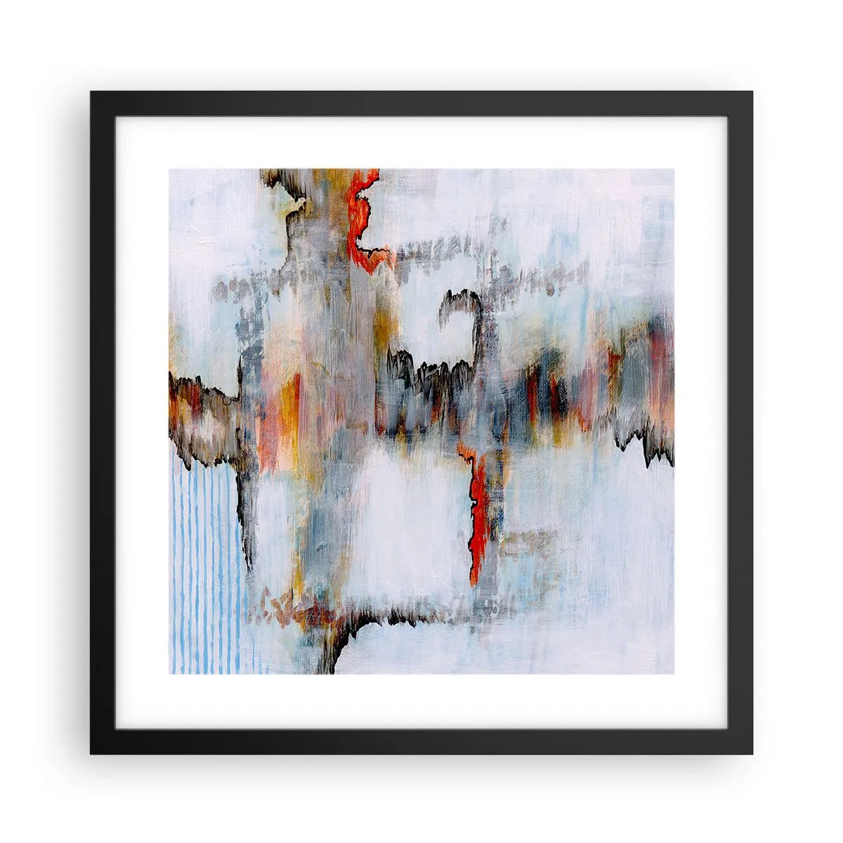 Pôster com moldura preta - Com um palito na água - 40x40 cm