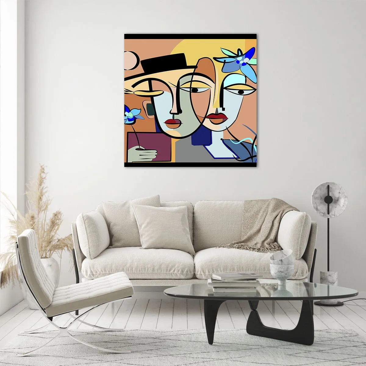 Quadro em vidro - O randez vous de Picasso - 40x40 cm